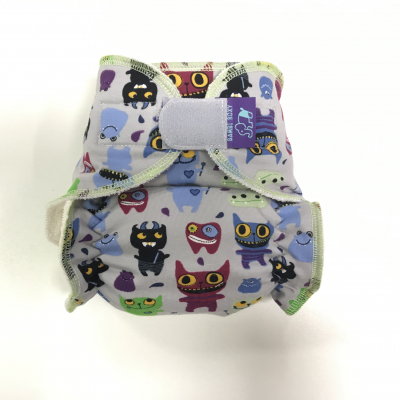 Cloth diaper 1-size (velcro) - Monsters on grey BRP91